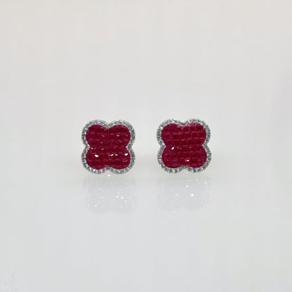 “Ruby Weave Clover Studs in Italian 92.5 Silver”