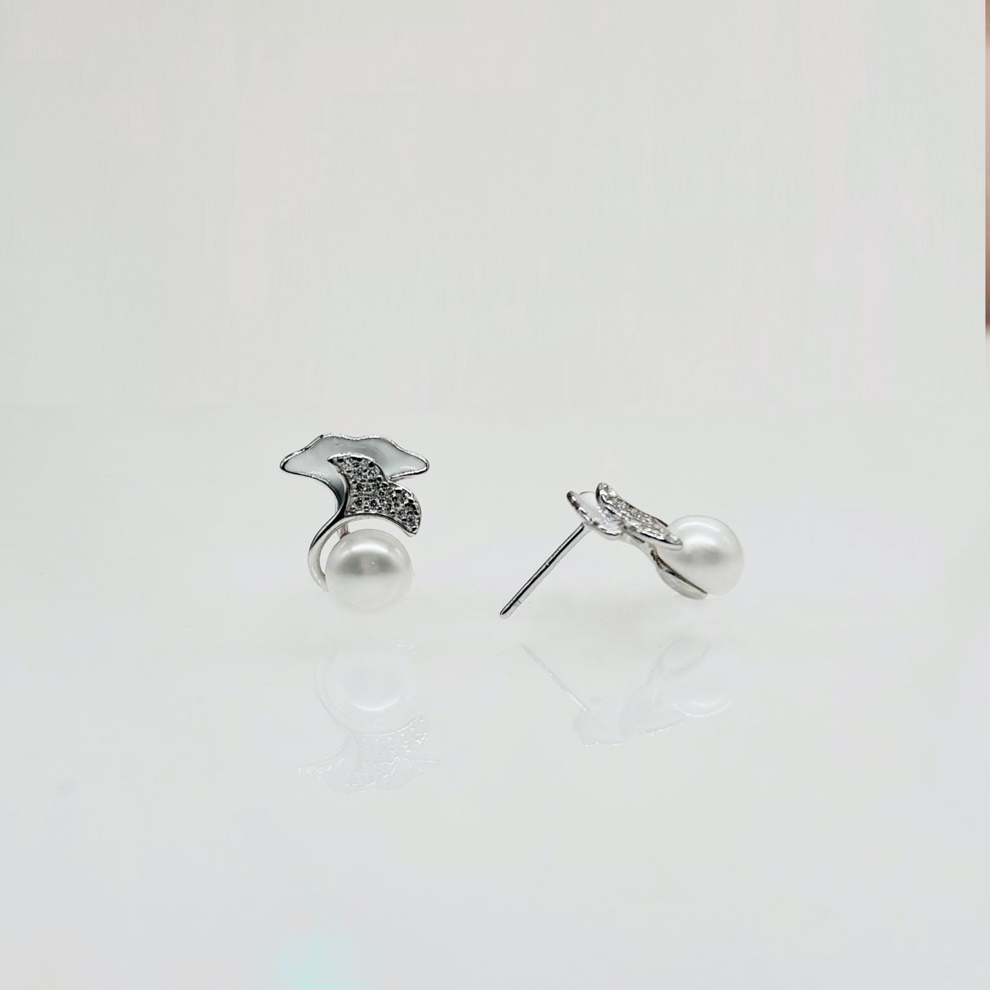 Opulent Pearl Crest Earrings in Italian 92.5 Silver