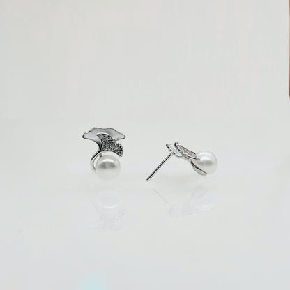 Opulent Pearl Crest Earrings in Italian 92.5 Silver