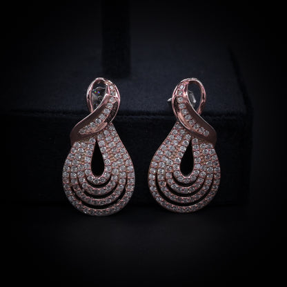 Royal Radiance Rose Gold Teardrop Earrings – Italian 92.5 Silver with CZ Brilliance”