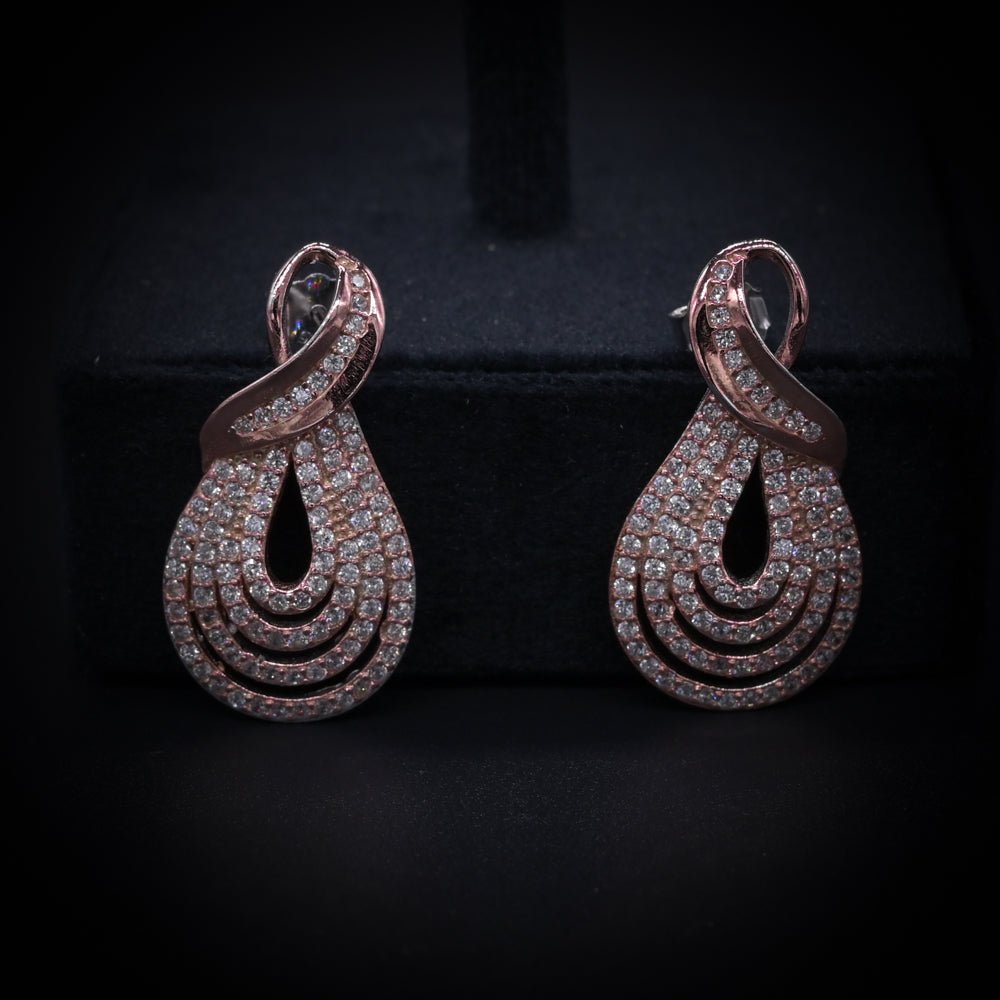 Royal Radiance Rose Gold Teardrop Earrings – Italian 92.5 Silver with CZ Brilliance”