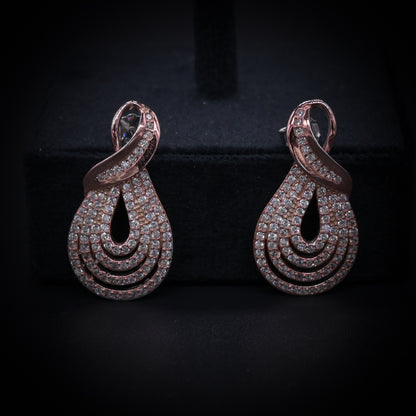 Royal Radiance Rose Gold Teardrop Earrings – Italian 92.5 Silver with CZ Brilliance”