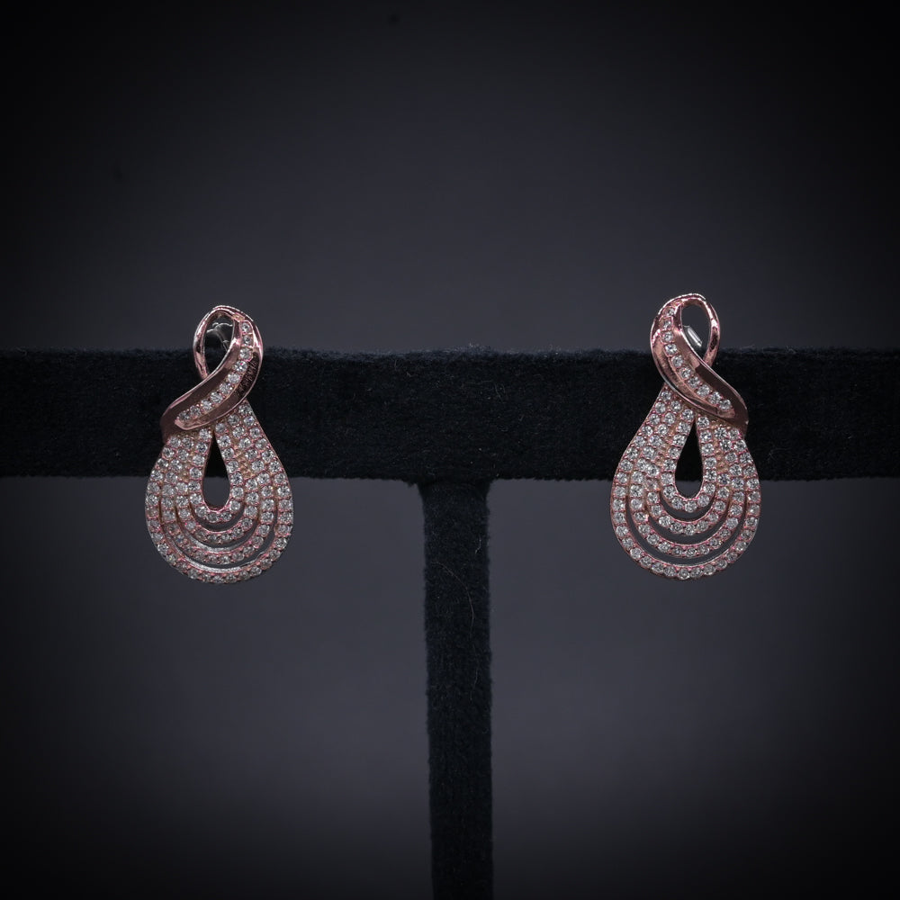 Royal Radiance Rose Gold Teardrop Earrings – Italian 92.5 Silver with CZ Brilliance”