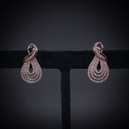 Royal Radiance Rose Gold Teardrop Earrings – Italian 92.5 Silver with CZ Brilliance”