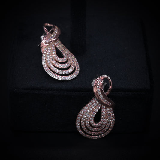 Royal Radiance Rose Gold Teardrop Earrings – Italian 92.5 Silver with CZ Brilliance”