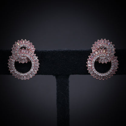 “Eternal Luxe Rose Gold Spiral Earrings – Italian 92.5 Silver with Baguette CZ Brilliance”