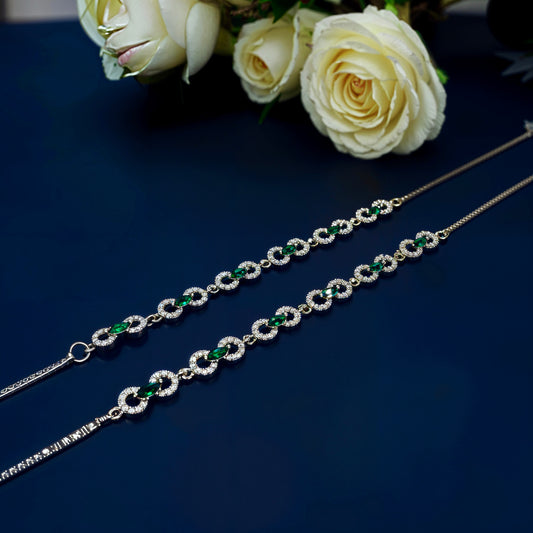 Emerald Royale Oval-Link Anklet in Italian 92.5 Silver