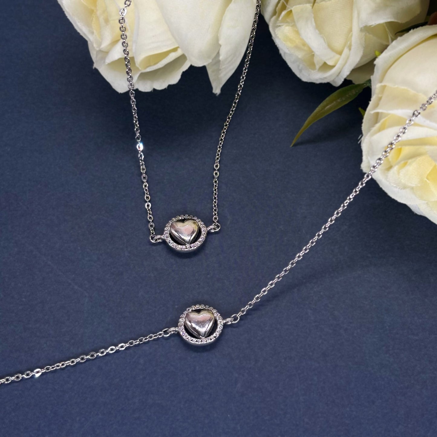 Golden Heart Halo Anklet in Italian 92.5 Silver