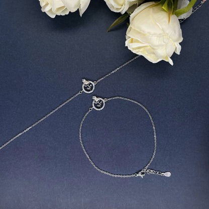 Royal Dove Charm Anklet in Italian 92.5 Silver