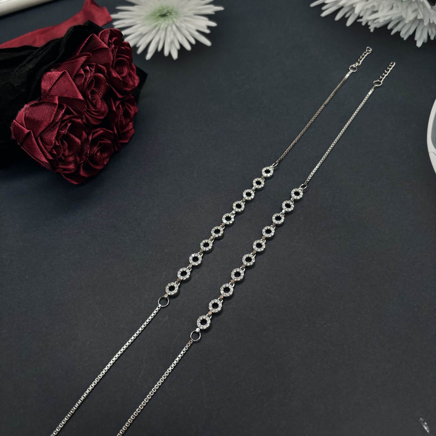 ✨ Imperial Aura CZ Circle Anklets ✨Italian 92.5 Sterling Silver | Timeless Luxury