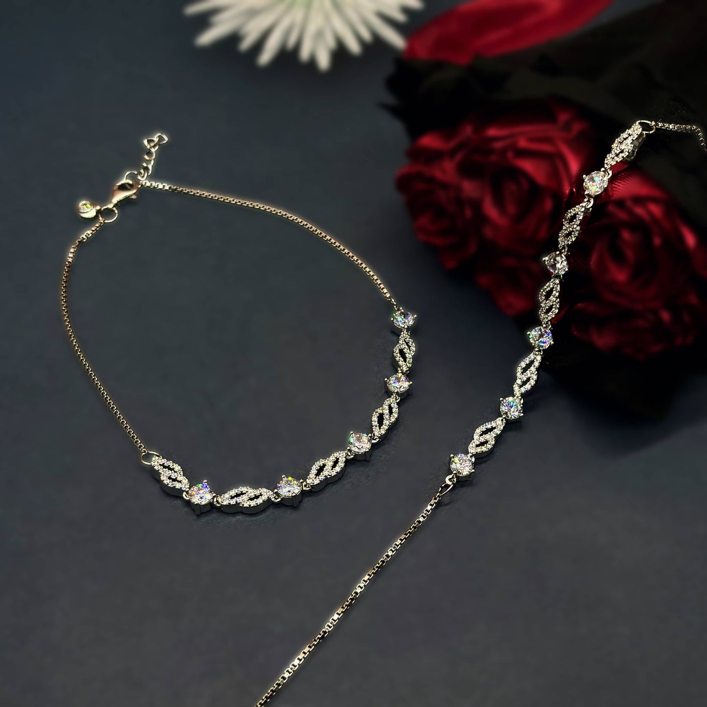 ✨ Celestial Grace CZ Diamond Anklets ✨Italian 92.5 Sterling Silver | Effortless Luxury