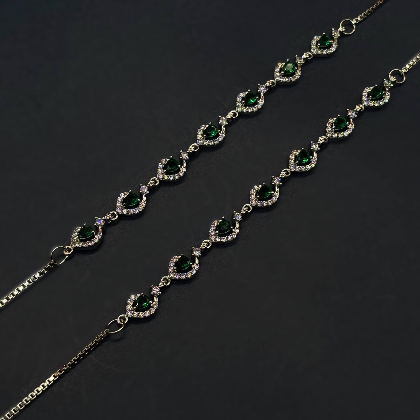💚 Emerald Royale CZ Anklets 💚 Italian 92.5 Sterling Silver | Timeless Luxury