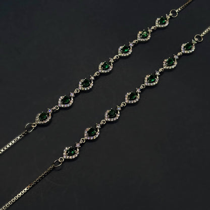 💚 Emerald Royale CZ Anklets 💚 Italian 92.5 Sterling Silver | Timeless Luxury