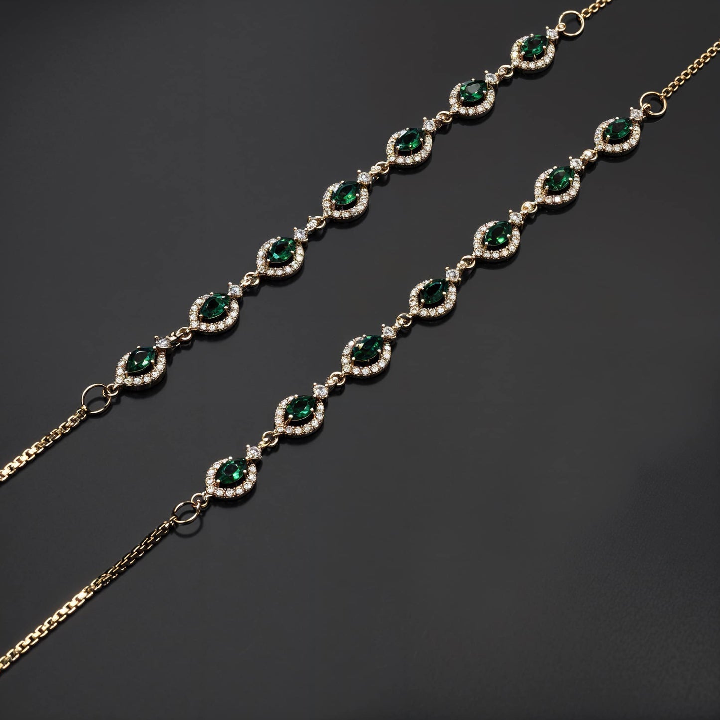 💚 Emerald Royale CZ Anklets 💚 Italian 92.5 Sterling Silver | Timeless Luxury