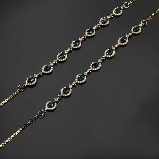 💚 Emerald Royale CZ Anklets 💚 Italian 92.5 Sterling Silver | Timeless Luxury