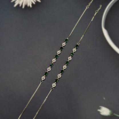 💚 Emerald Royale Elegance Anklets 💚 Italian 92.5 Sterling Silver | Luxury with a Regal Touch