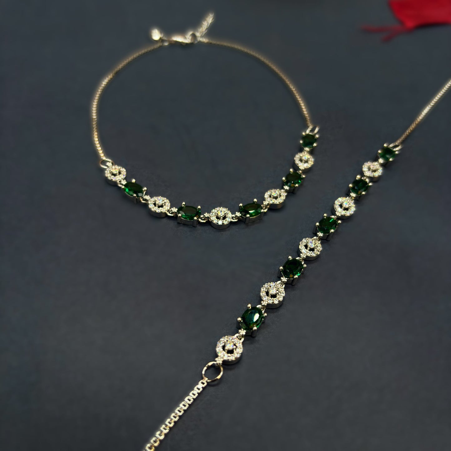 💚 Emerald Royale Elegance Anklets 💚 Italian 92.5 Sterling Silver | Luxury with a Regal Touch