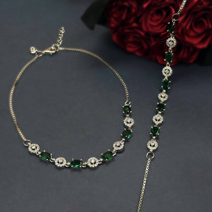 💚 Emerald Royale Elegance Anklets 💚 Italian 92.5 Sterling Silver | Luxury with a Regal Touch