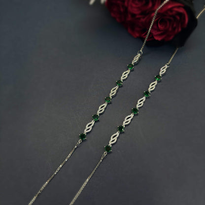💚 Celeste Emerald Grace Anklets 💚 Italian 92.5 Sterling Silver | Refined Luxury for Every Step