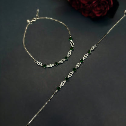 💚 Celeste Emerald Grace Anklets 💚 Italian 92.5 Sterling Silver | Refined Luxury for Every Step