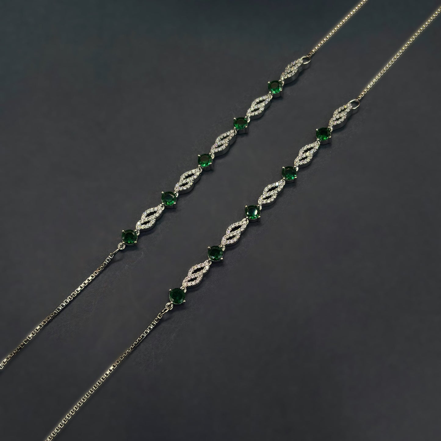 💚 Celeste Emerald Grace Anklets 💚 Italian 92.5 Sterling Silver | Refined Luxury for Every Step