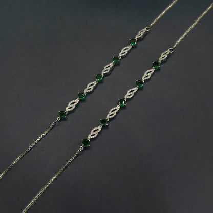 💚 Celeste Emerald Grace Anklets 💚 Italian 92.5 Sterling Silver | Refined Luxury for Every Step