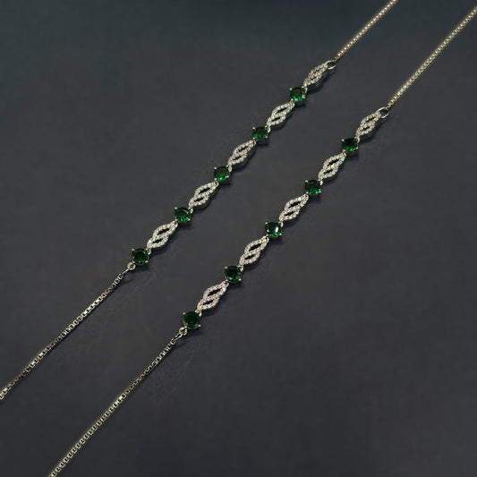 💚 Celeste Emerald Grace Anklets 💚 Italian 92.5 Sterling Silver | Refined Luxury for Every Step