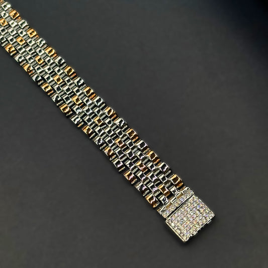 ✨ Imperio Luxe Dual-Tone Bracelet Italian 92.5 Sterling Silver | Signature Luxury Craftsmanship