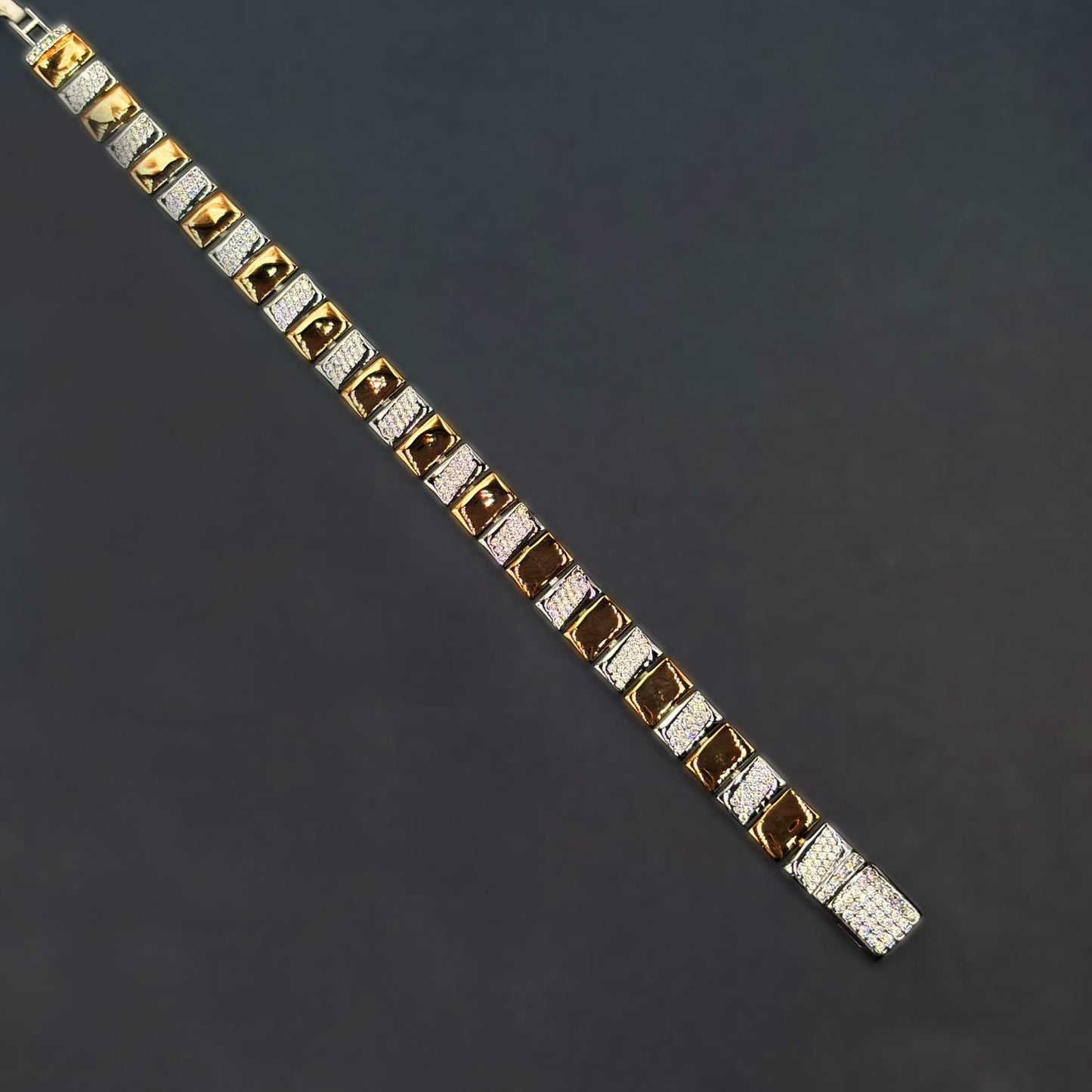 ✨ Regalia Luxe Dual-Tone Bracelet – Italian 92.5 Sterling Silver | Gold Rhodium Finish