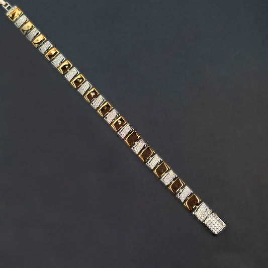 ✨ Regalia Luxe Dual-Tone Bracelet – Italian 92.5 Sterling Silver | Gold Rhodium Finish