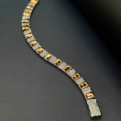 ✨ Regalia Luxe Dual-Tone Bracelet – Italian 92.5 Sterling Silver | Gold Rhodium Finish