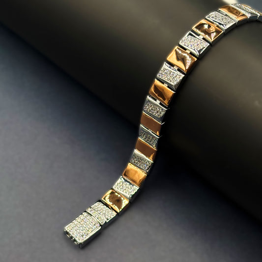 ✨ Regalia Luxe Dual-Tone Bracelet – Italian 92.5 Sterling Silver | Gold Rhodium Finish