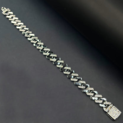 ✨ Noir Luxe Cuban Link Bracelet – Italian 92.5 Sterling Silver | Silver Rhodium Finish