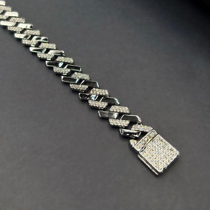 ✨ Noir Luxe Cuban Link Bracelet – Italian 92.5 Sterling Silver | Silver Rhodium Finish