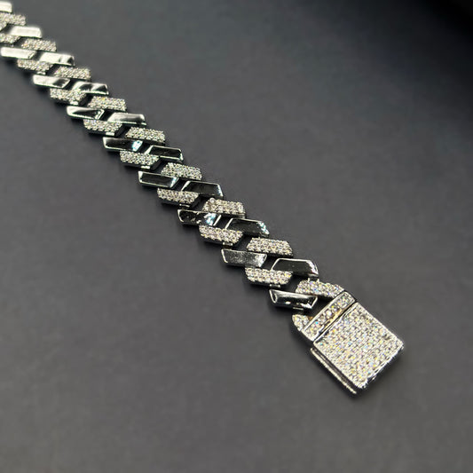 ✨ Noir Luxe Cuban Link Bracelet – Italian 92.5 Sterling Silver | Silver Rhodium Finish