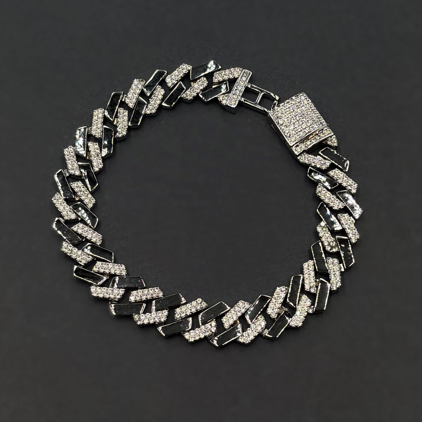 ✨ Noir Luxe Cuban Link Bracelet – Italian 92.5 Sterling Silver | Silver Rhodium Finish
