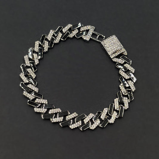 ✨ Noir Luxe Cuban Link Bracelet – Italian 92.5 Sterling Silver | Silver Rhodium Finish