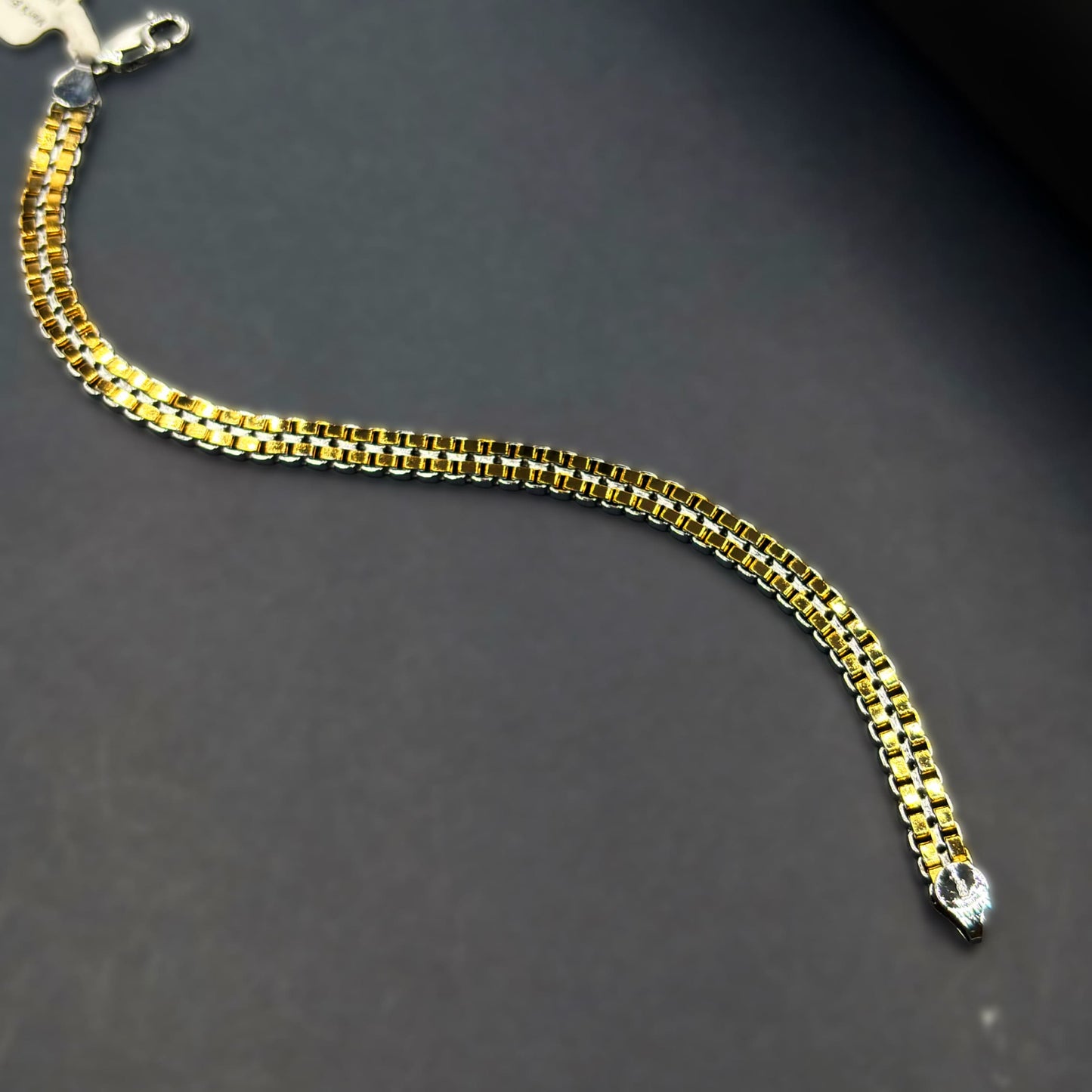 ✨ VersaLuxe Dual-Side Chain Bracelet – Italian 92.5 Sterling Silver | Gold Rhodium Finish