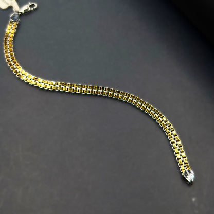 ✨ VersaLuxe Dual-Side Chain Bracelet – Italian 92.5 Sterling Silver | Gold Rhodium Finish