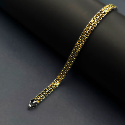 ✨ VersaLuxe Dual-Side Chain Bracelet – Italian 92.5 Sterling Silver | Gold Rhodium Finish