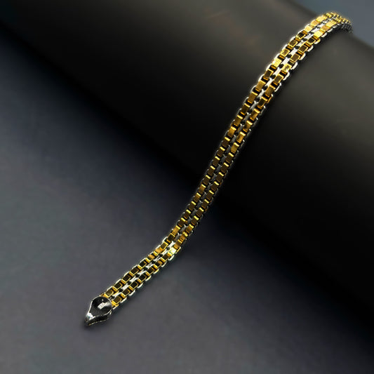 ✨ VersaLuxe Dual-Side Chain Bracelet – Italian 92.5 Sterling Silver | Gold Rhodium Finish