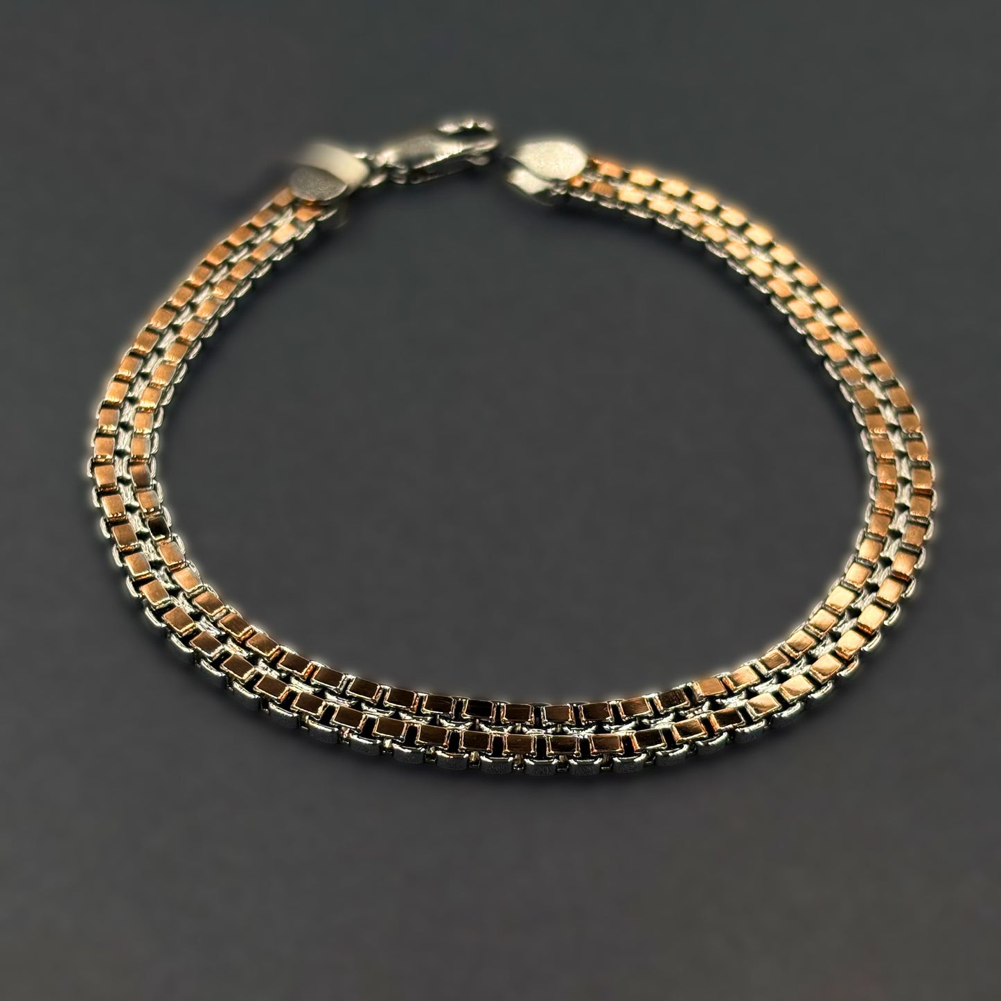 ✨ VersaLuxe Dual-Side Chain Bracelet – Italian 92.5 Sterling Silver | Rose Gold Rhodium Finish