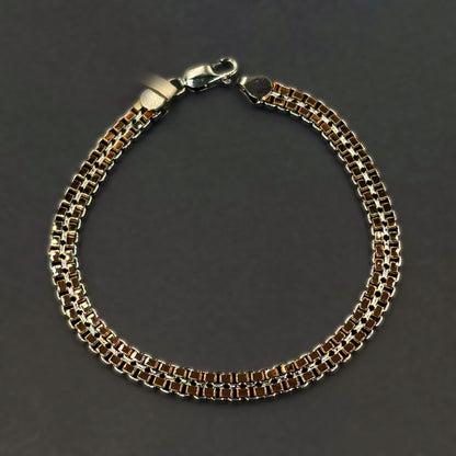 ✨ VersaLuxe Dual-Side Chain Bracelet – Italian 92.5 Sterling Silver | Rose Gold Rhodium Finish