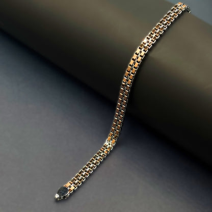 ✨ VersaLuxe Dual-Side Chain Bracelet – Italian 92.5 Sterling Silver | Rose Gold Rhodium Finish