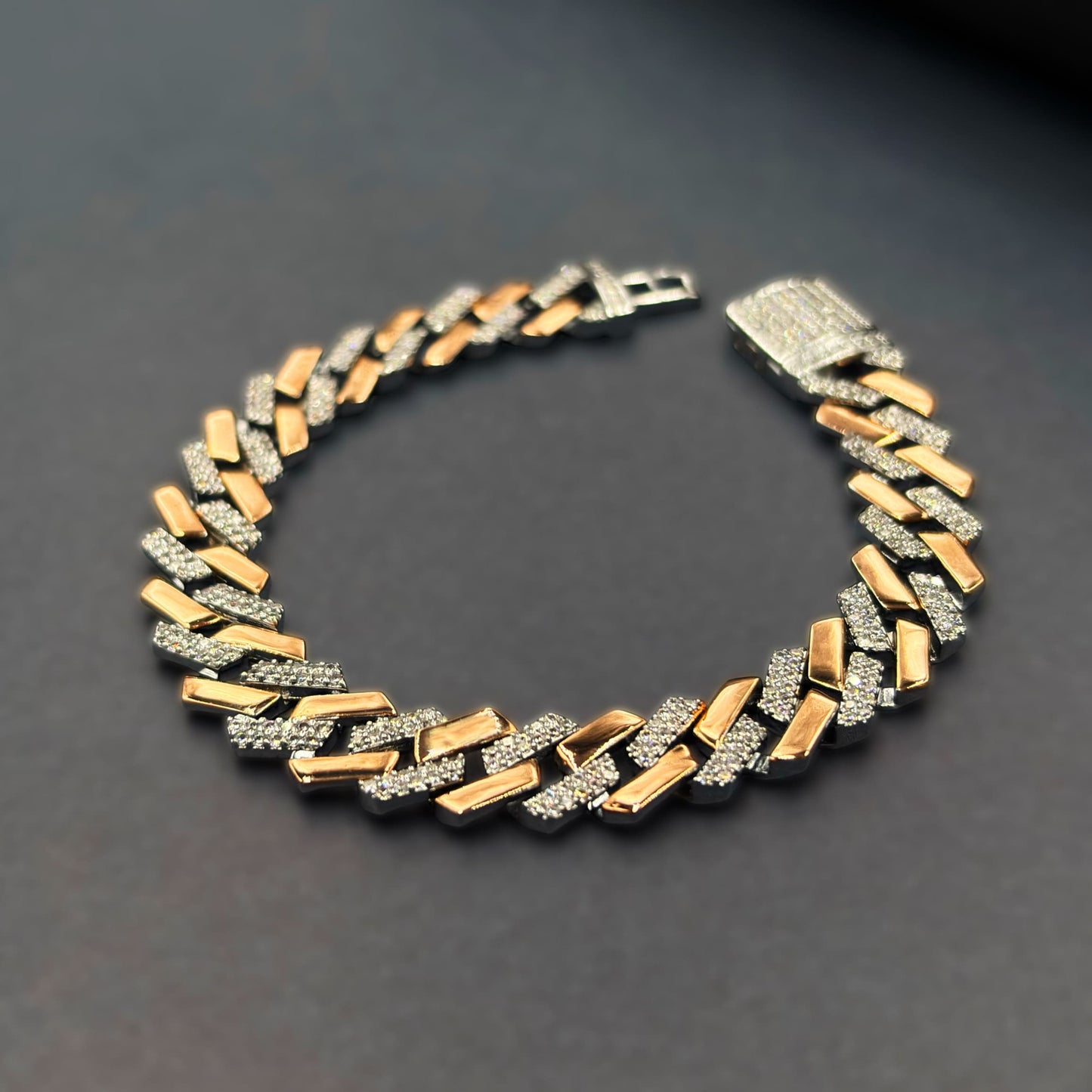 ✨ Imperial Luxe Cuban Link Bracelet – Italian 92.5 Sterling Silver | Rose Gold Rhodium Finish