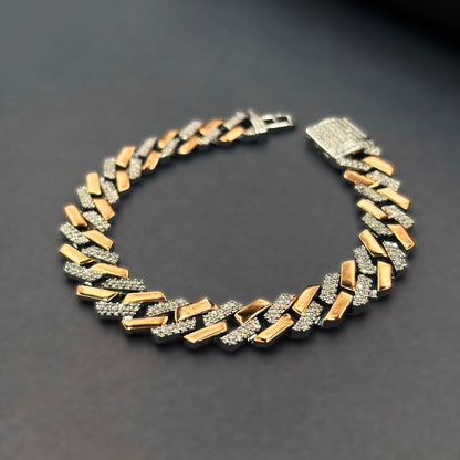 ✨ Imperial Luxe Cuban Link Bracelet – Italian 92.5 Sterling Silver | Rose Gold Rhodium Finish