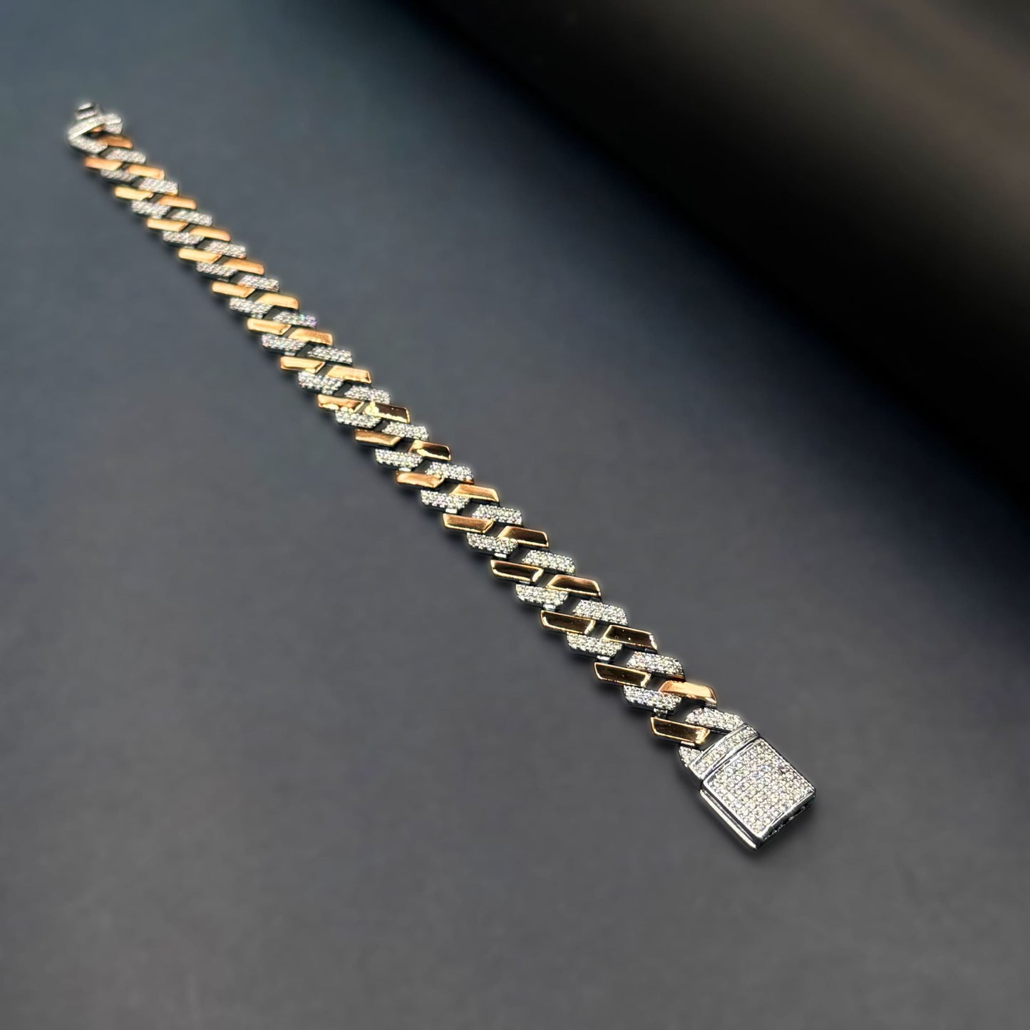 ✨ Imperial Luxe Cuban Link Bracelet – Italian 92.5 Sterling Silver | Rose Gold Rhodium Finish