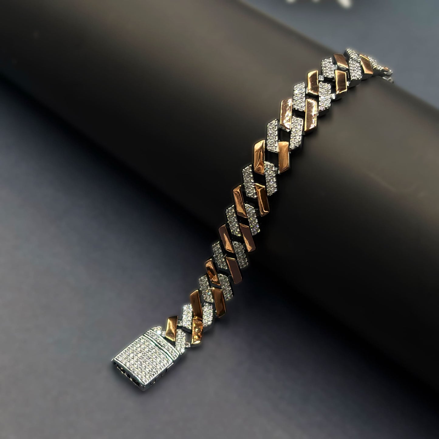 ✨ Imperial Luxe Cuban Link Bracelet – Italian 92.5 Sterling Silver | Rose Gold Rhodium Finish