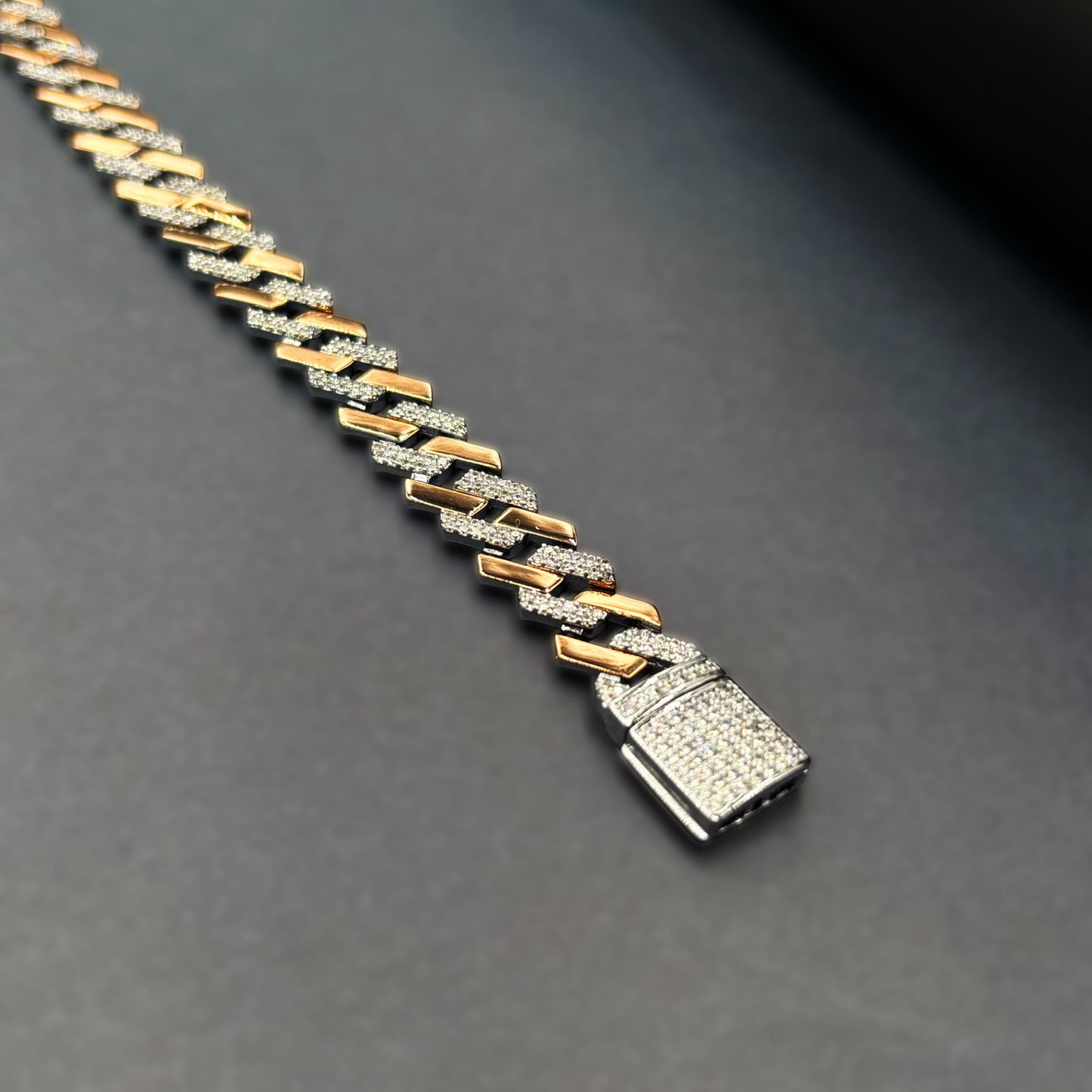 ✨ Imperial Luxe Cuban Link Bracelet – Italian 92.5 Sterling Silver | Rose Gold Rhodium Finish