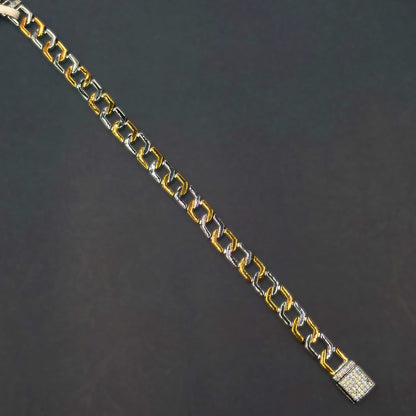 ✨ Regal Link Prestige Bracelet – Italian 92.5 Sterling Silver | Gold Rhodium Finish